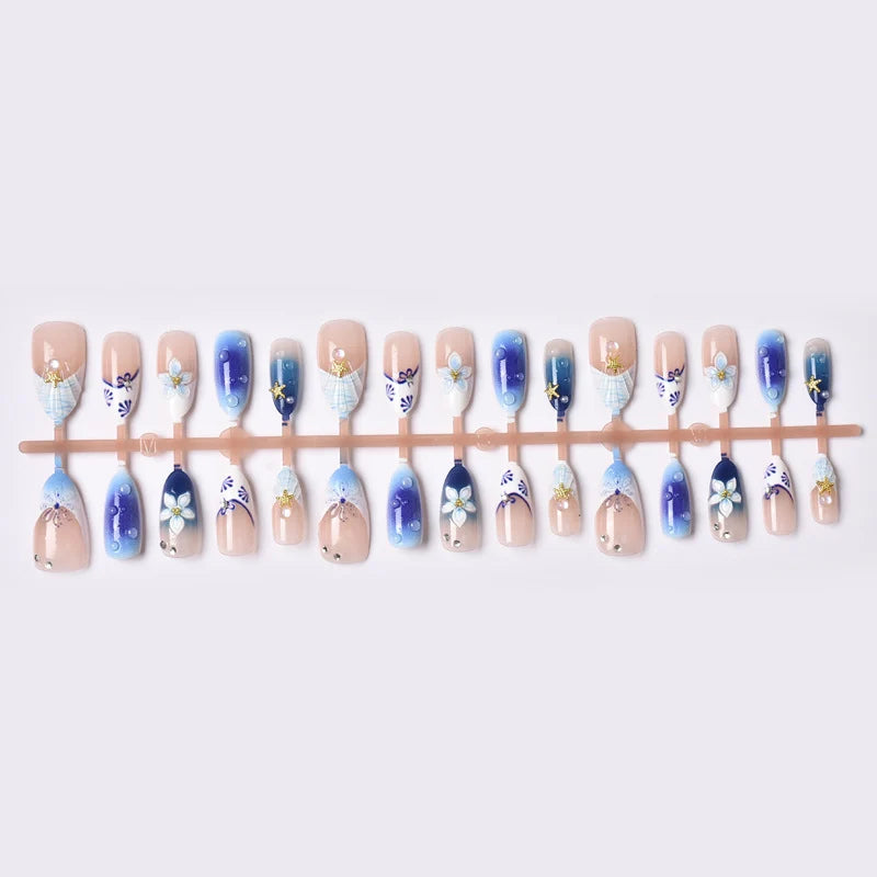 Press-On Nail Set Floral Design Easy Application