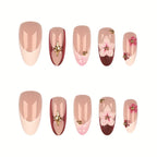 Press-On Nail Set Floral Design & Easy Application