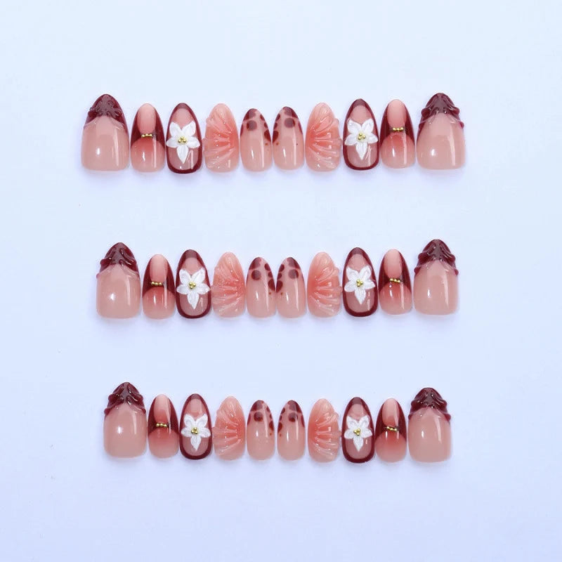 Press-On Nail Set Floral Design & Easy Application