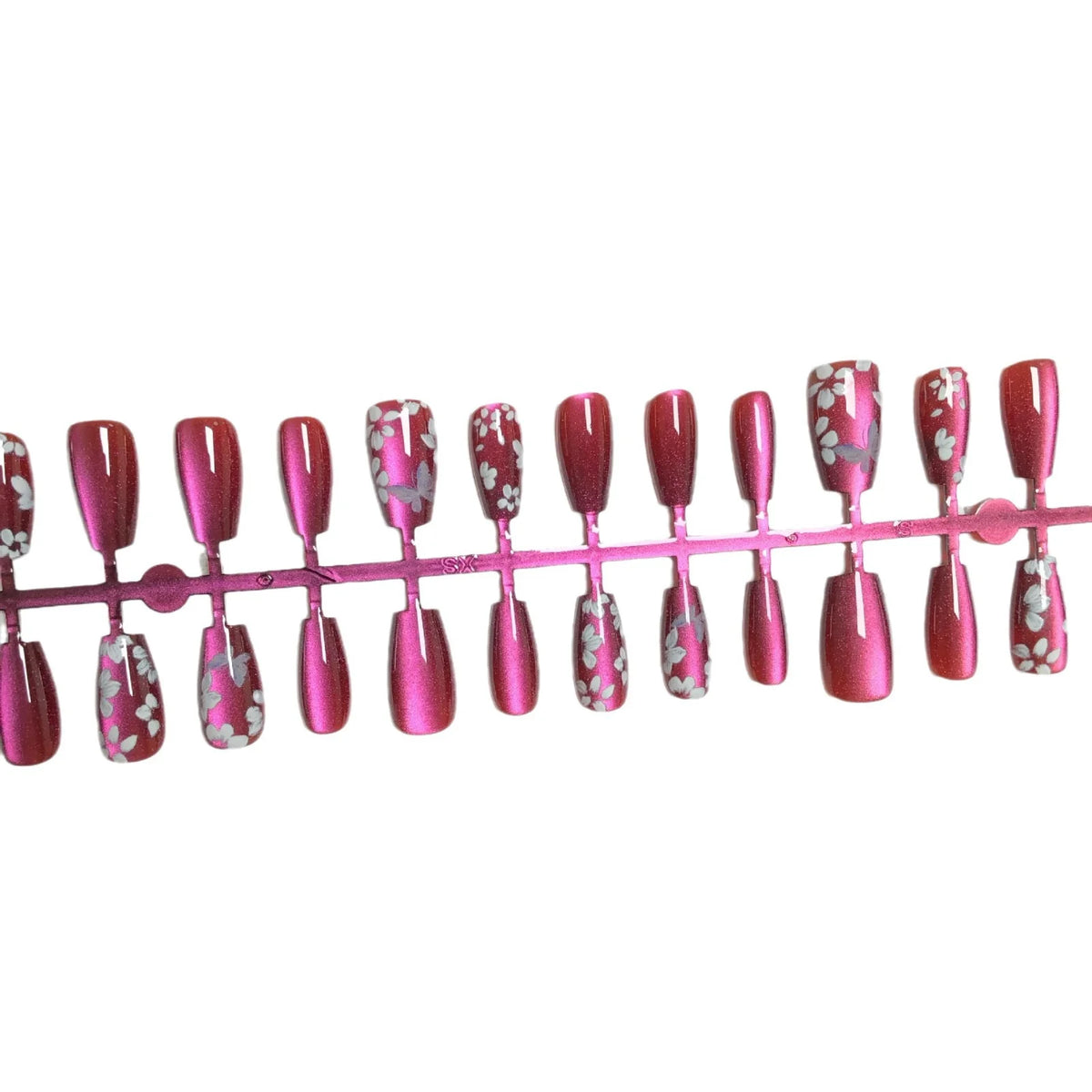 Press-On Nail Set Floral Design Easy Application