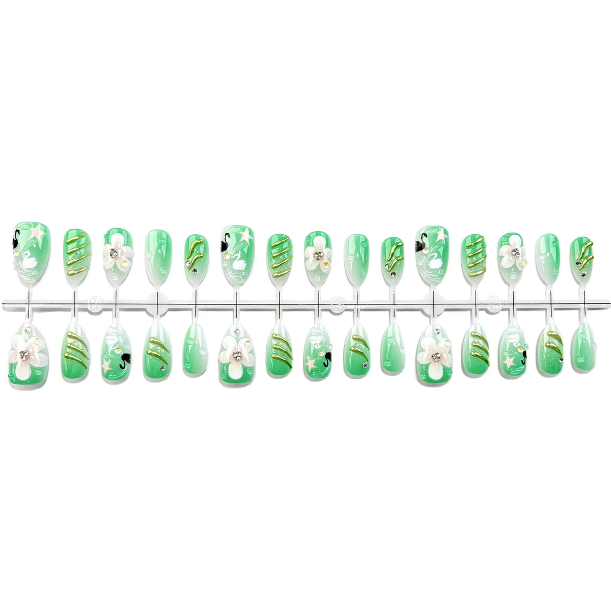 Press-On Nail Set Floral Design Easy Application