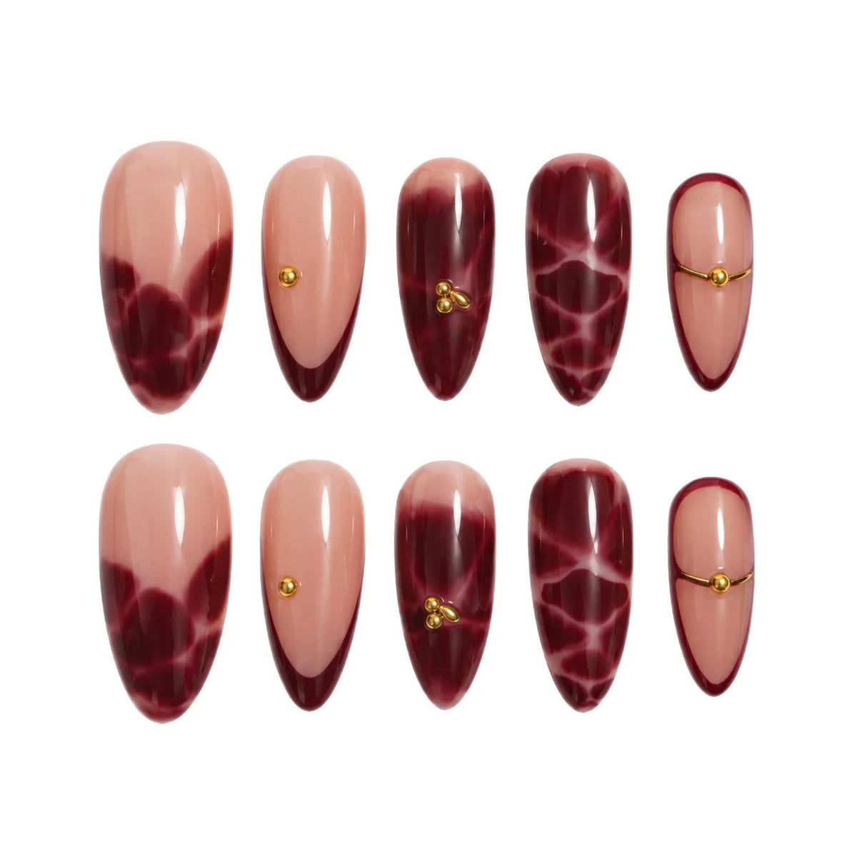 Press-On Nail Set Floral Design Easy Application