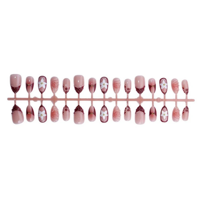 Press-On Nail Set Floral Design & Easy Application