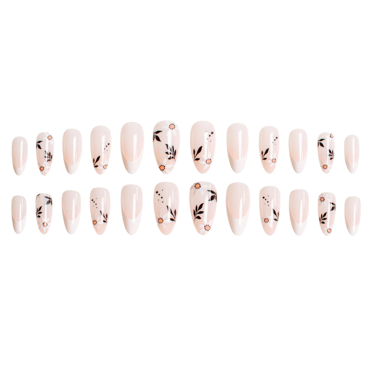 Press-On Nail Set Floral Design Easy Application
