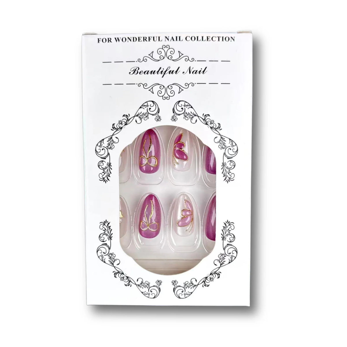 Press-On Nail Set Floral Design Easy Application