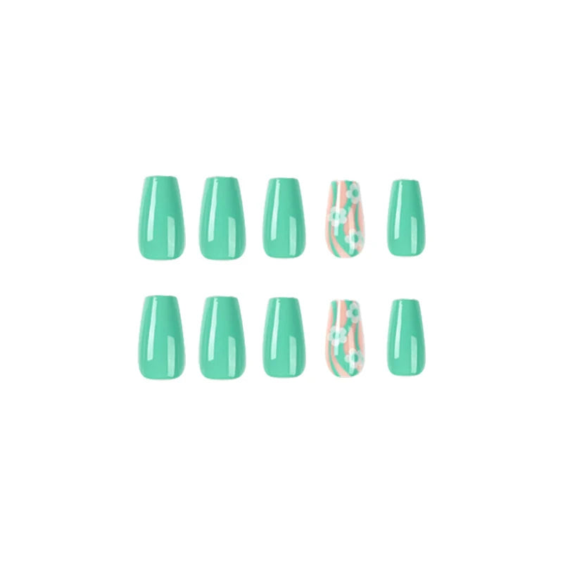 Press-On Nail Set Floral Design Easy Application