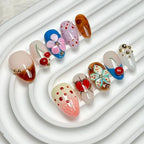 Press-On Nail Set Floral Design & Easy Application
