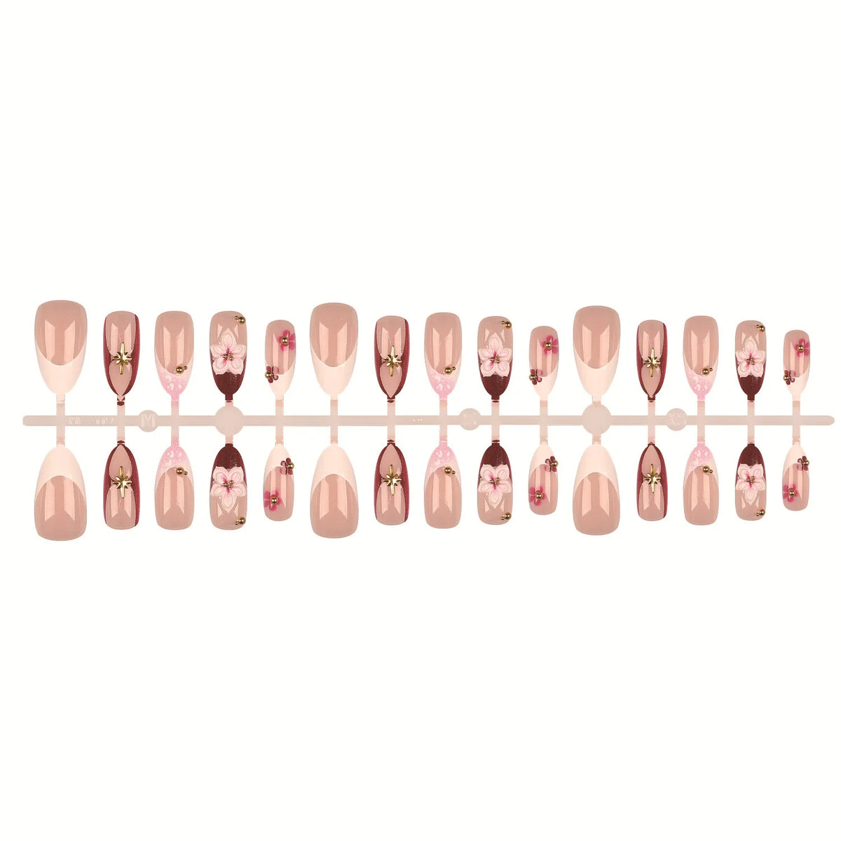 Press-On Nail Set Floral Design & Easy Application