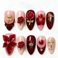 Press-On Nail Set Floral Design Easy Application Custom Fit