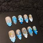Press-On Nail Set Floral Design Easy Application & Long-Lasting