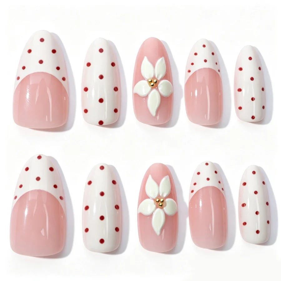 Press-On Nail Set Floral Design Easy Application & Long-Lasting