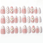 Press-On Nail Set Floral Design Easy Application & Long-Lasting