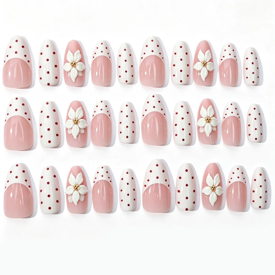 Press-On Nail Set Floral Design Easy Application & Long-Lasting