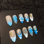 Press-On Nail Set Floral Design Easy Application & Long-Lasting