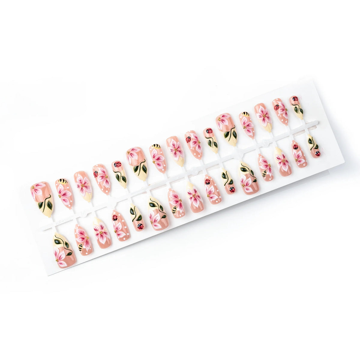 Press-On Nail Set Floral Design Easy Application & Long-Lasting Wear