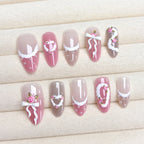 Press-On Nail Set Floral Design Easy Application & Long-Lasting Wear