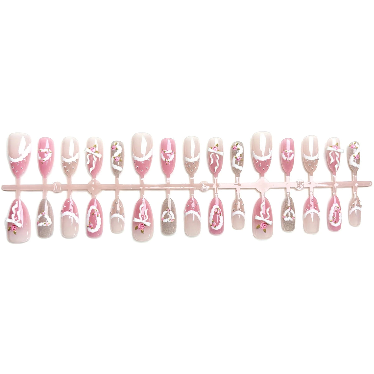 Press-On Nail Set Floral Design Easy Application & Long-Lasting Wear