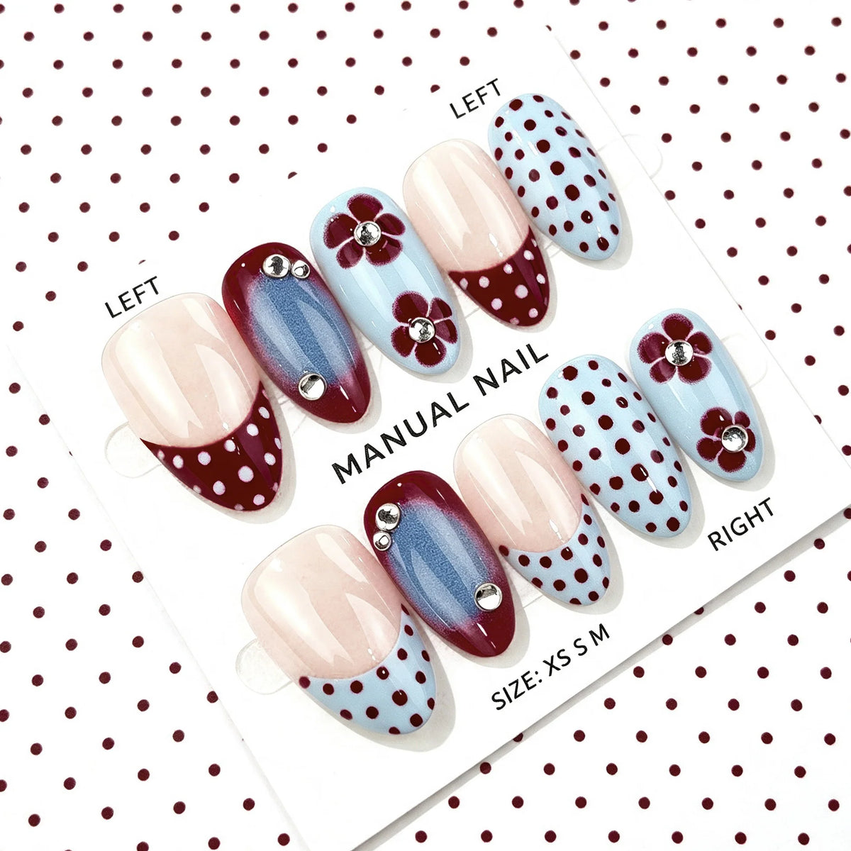 Press-On Nail Set Floral Design Easy Application & Removal