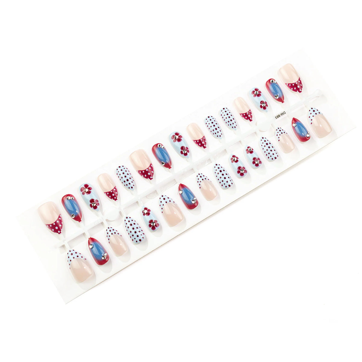 Press-On Nail Set Floral Design Easy Application & Removal