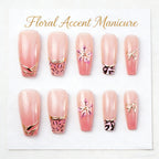Press-On Nail Set Floral Design Easy Application & Reusable