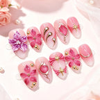 Press-On Nail Set Floral Design Easy Application & Reusable