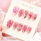 Press-On Nail Set Floral Design Easy Application & Reusable