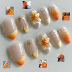 Press-On Nail Set Floral Design Easy-Apply & Reusable