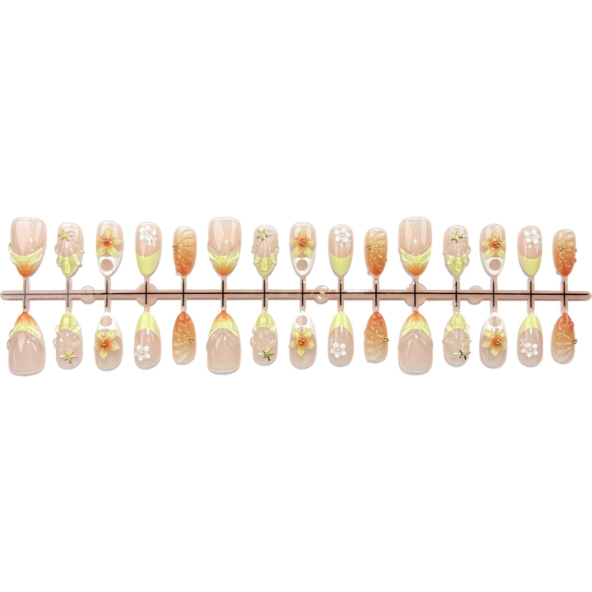 Press-On Nail Set Floral Design Easy-Apply & Reusable