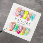Press-On Nail Set Floral Design Fast Application