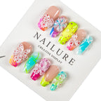 Press-On Nail Set Floral Design Fast Application