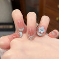 Press-On Nail Set Floral Design & Gem Accents