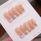 Press-On Nail Set Floral Design & Gem Accents 24 Piece