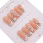 Press-On Nail Set Floral Design & Gem Accents 24 Piece