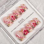 Press-On Nail Set Floral Design & Gem Accents