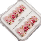 Press-On Nail Set Floral Design & Gem Accents