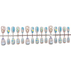 Press-On Nail Set Floral Design Glass Sea Multiple Sizes