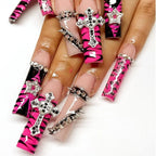 Press-On Nail Set Floral Design & Glitter