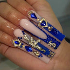 Press-On Nail Set Floral Design & Glitter