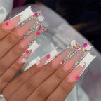 Press-On Nail Set Floral Design & Glitter