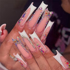 Press-On Nail Set Floral Design & Glitter