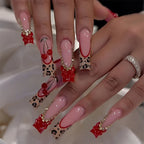 Press-On Nail Set Floral Design & Glitter