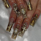 Press-On Nail Set Floral Design & Glitter