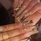 Press-On Nail Set Floral Design & Glitter