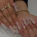 Press-On Nail Set Floral Design & Glitter
