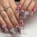 Press-On Nail Set Floral Design & Glitter