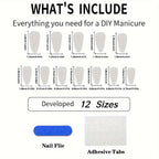 Press-On Nail Set Floral Design Glossy Accents