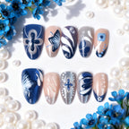 Press-On Nail Set Floral Design Glossy Finish