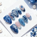 Press-On Nail Set Floral Design Glossy Finish