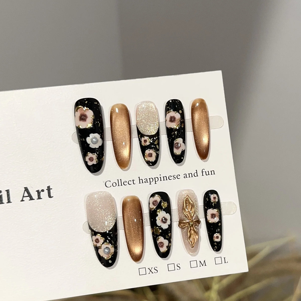 Press-On Nail Set Floral Design Glossy Finish Easy Removal