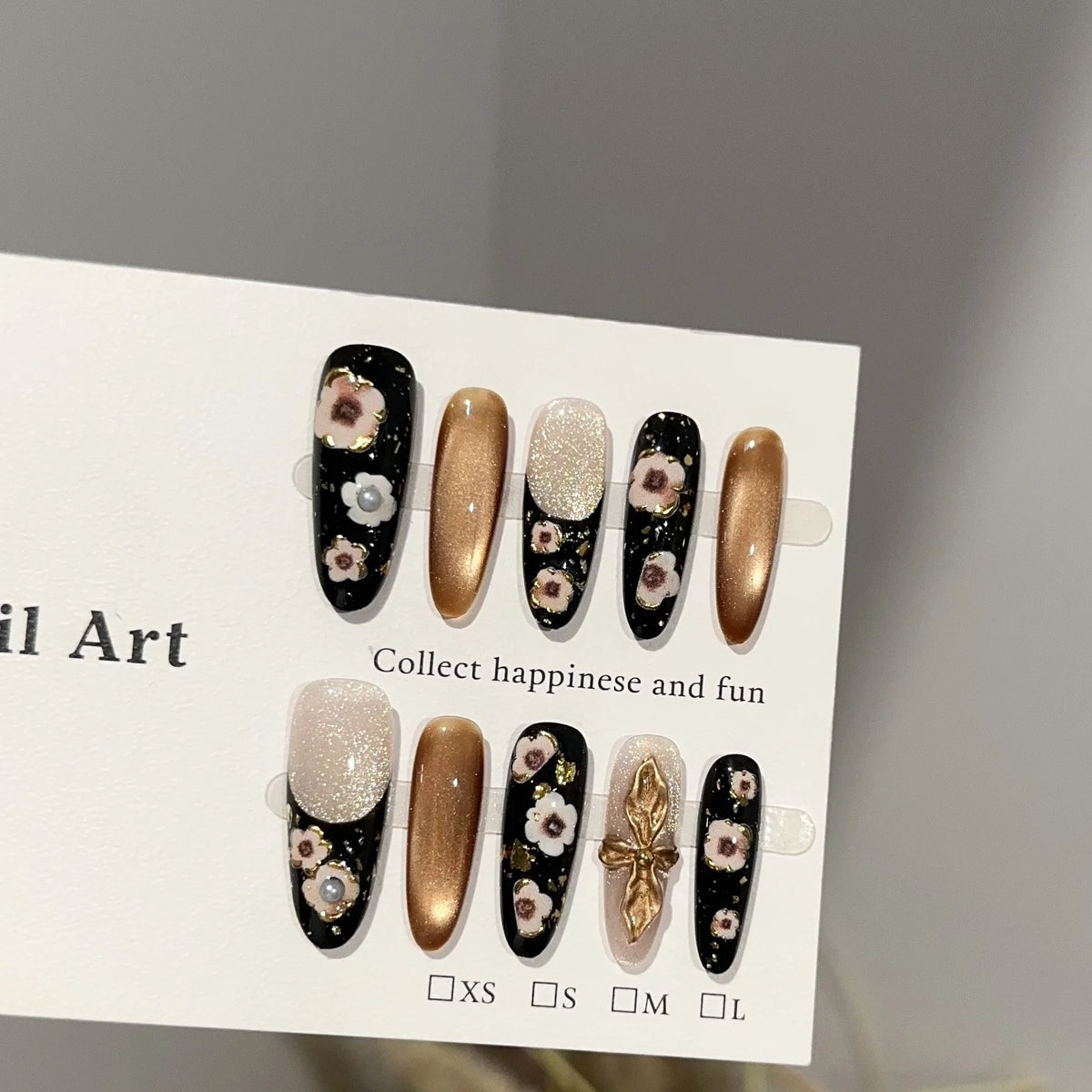 Press-On Nail Set Floral Design Glossy Finish Easy Removal